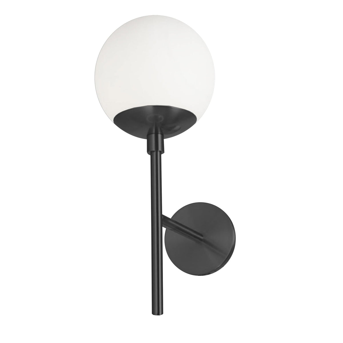 Dainolite 1 Light Wall Sconce Matte Black with White Glass, Model DAY-161W-MB