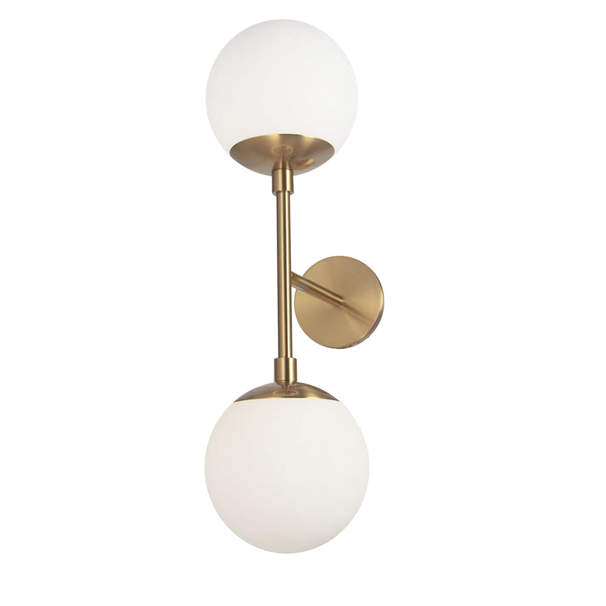 Dainolite 2 Light Wall Sconce Aged Brass Metal with White Glass, Model DAY-232W-AGB