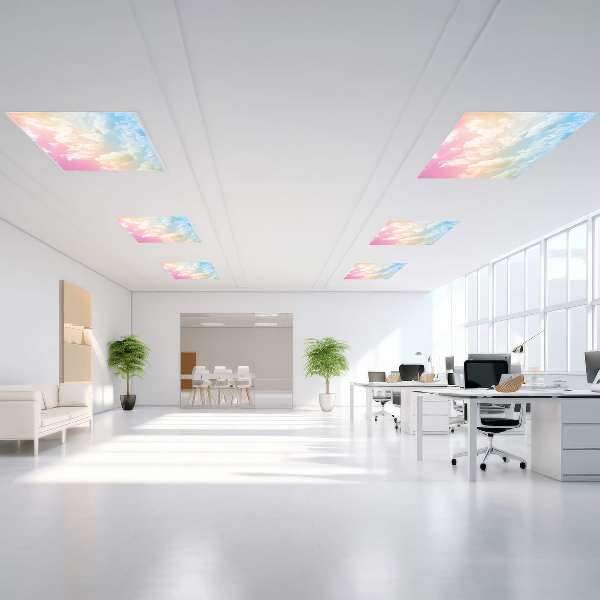 Outus Fluorescent Light Cover with 10 Magnets, 2 x 4 ft, Rainbow, Reduces Glare, Model TJRW-Outus-5516, White