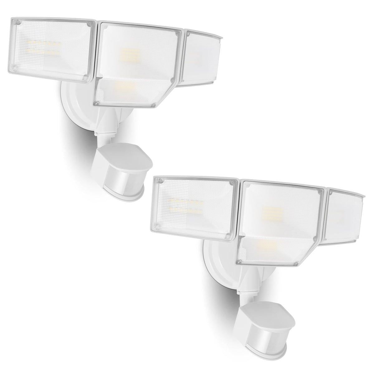 LUTEC LED Security Lights 80W 9000LM Motion Sensor Outdoor 4 Head Flood Lights 5000K Daylight 2 Pack White