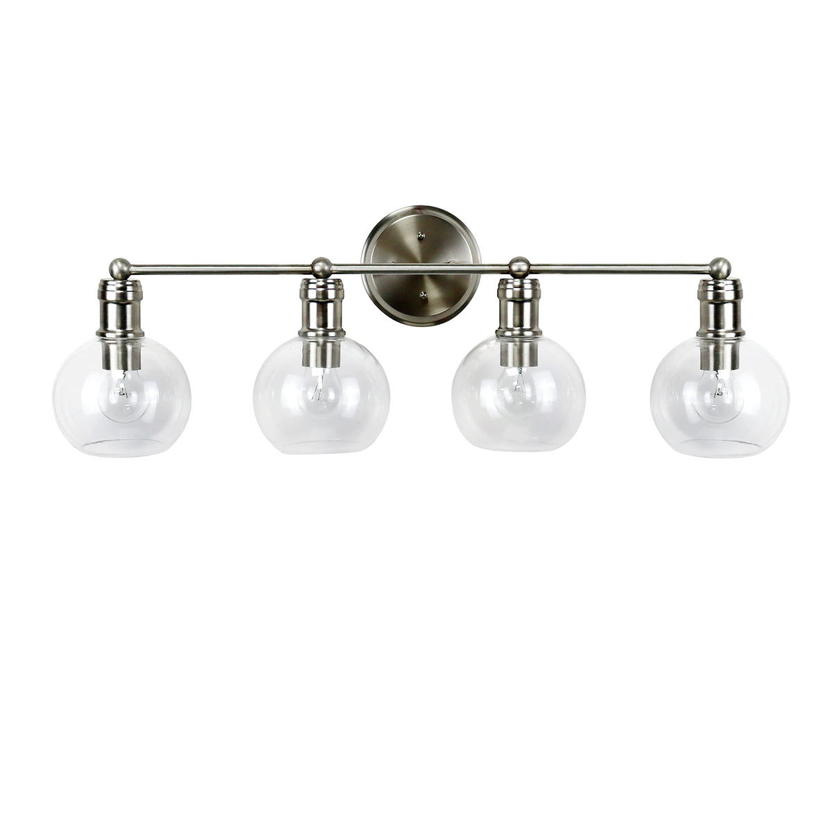 Chloe Lighting 4 Light Vanity Bath Light Brushed Nickel 30in Wide Glass CH6S001BN30-BL4