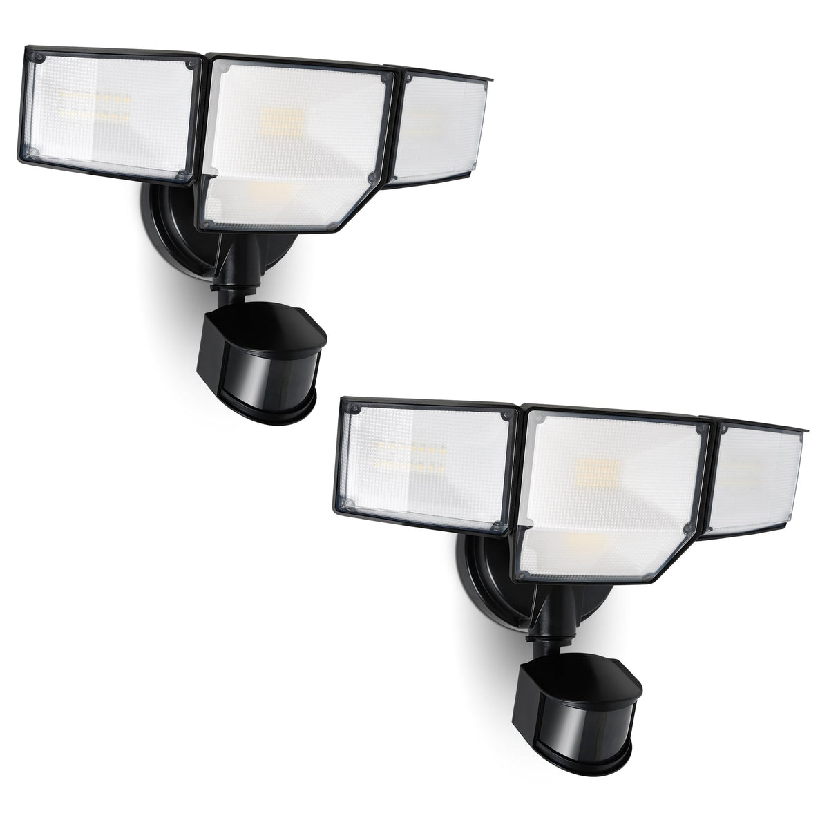 LUTEC 80W LED Security Lights, 9000LM Motion Sensor, 4 Head Flood Light, IP65 Waterproof, Black, Model 7632816012, 2 Pack