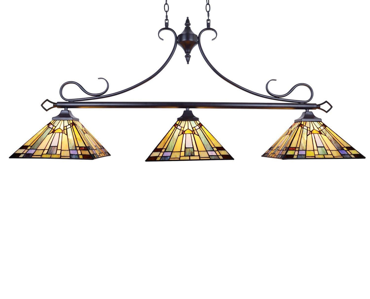 Chloe Lighting Kinsey Tiffany-Style Island Pendant 3 Light 47in Wide Multicolor Glass CH33293MS47-IL3