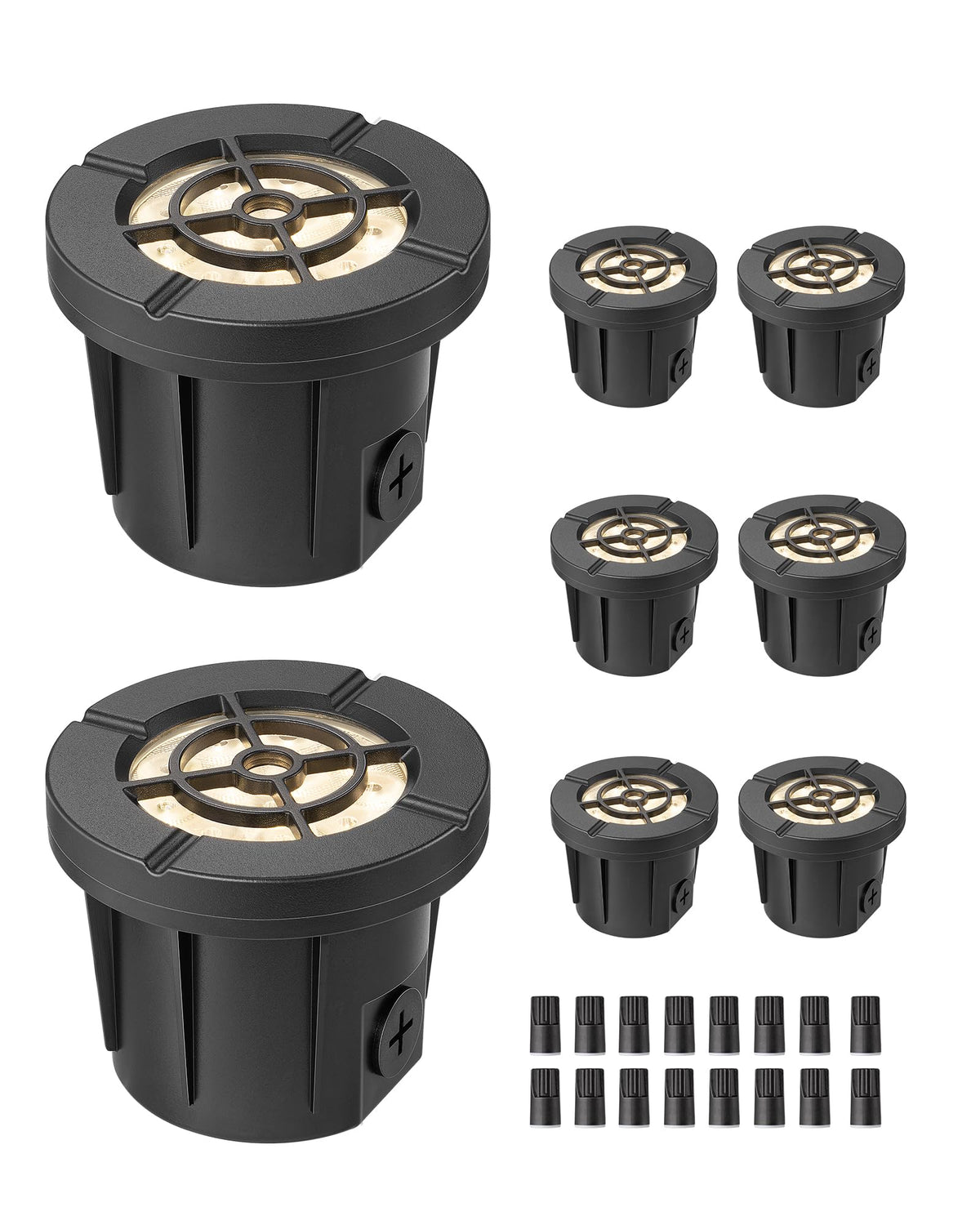 EDISHINE 4 Inch Low Voltage Landscape Lighting, 8W 500LM, IP67, Aluminum, Black, Model HGSL51A, 8 Pack