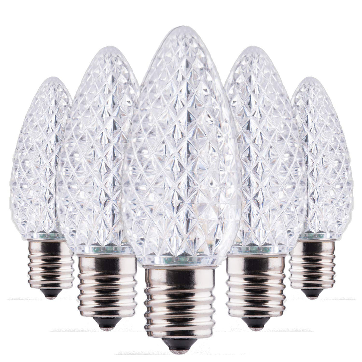 Minetom C9 LED Christmas Light Bulbs, Shatterproof, Cool White, E17 Base, 50 Pack