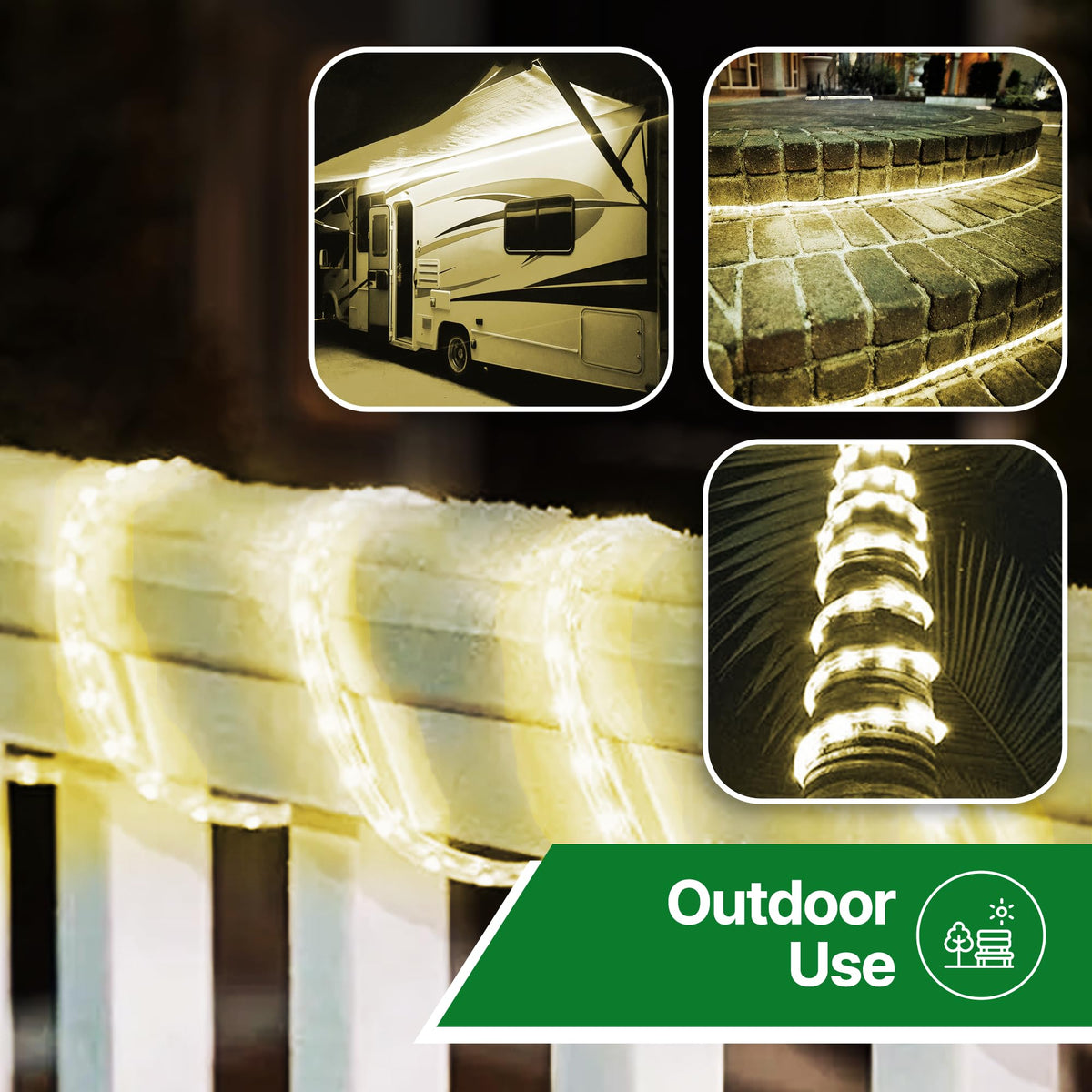 Tupkee LED Rope Light - Warm-White, 24 Feet, 10MM Diameter, PVC Tube, Pack of 2, Model RL-24-LWW2