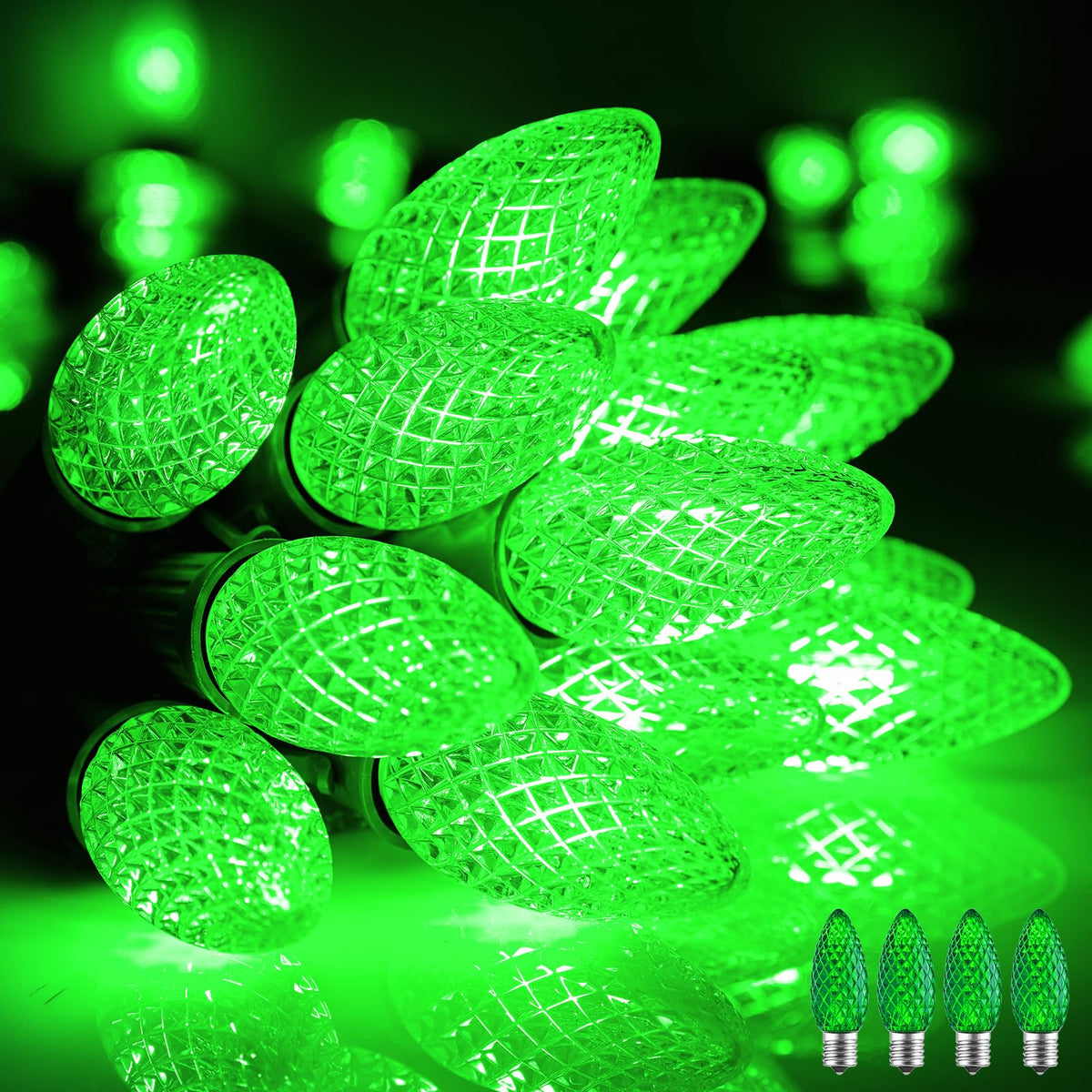 Minetom C9 Christmas String Lights, 100 Ft Green, 100 LED Bulbs, Connectable, UL Certified, Indoor/Outdoor Holiday Decor