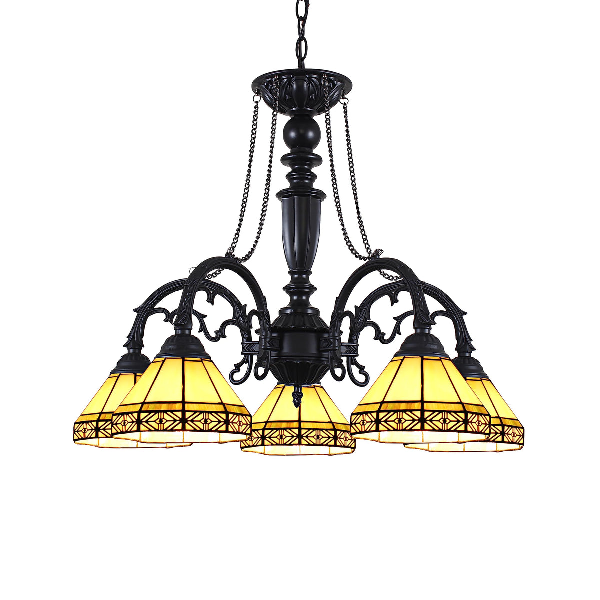 Chloe Lighting Belle Tiffany-Style Chandelier, 5 Light, 27in Wide, Stained Glass, Model CH31315MI27-DC5
